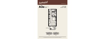 A floor plan for an Eastward apartment shows a studio with a flex room.