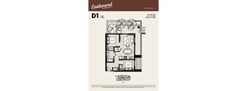 A floor plan for a one bedroom apartment from Eastward.