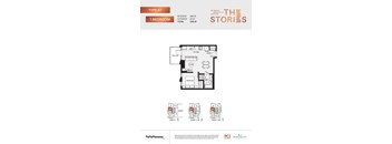 A floor plan for a Type A1 1 Bedroom apartment at South Station.