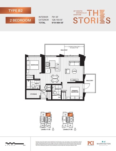 A floor plan for a Type B2 2 Bedroom apartment at South Station.