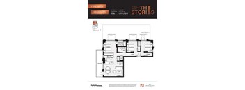 A floor plan for a 3 bedroom apartment at South Station.