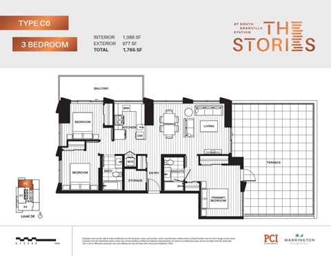A floor plan for a Type C6 3 Bedroom property at South Granville Station.