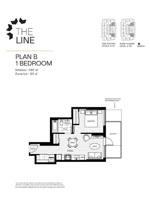 A black and white image of a floor plan for a one bedroom apartment.