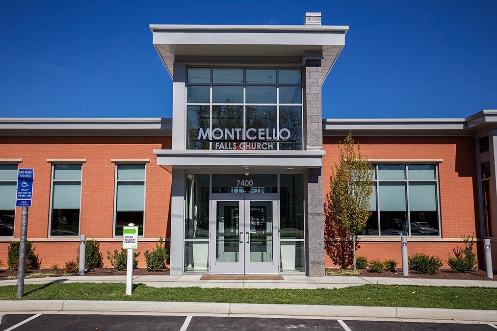 the front of the monticello estates church building