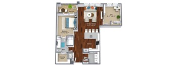 Newtown 55+ apartment style with 1 bedroom with a den and 1 bathroom at Canvas Valley Forge.