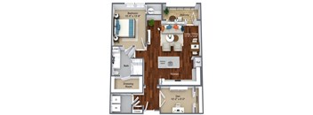Frazer floor plan, 55+ apartments at Canvas in King of Prussia Town Center.