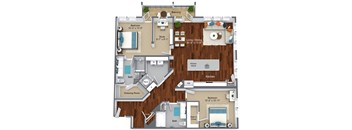 Gladwyne, 2 bedroom 2 bathroom apartment style in King of Prussia Town Center.