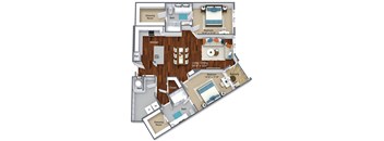 Bryn Mawr 2 bedroom, 2 bathroom apartments at luxurious Canvas Valley Forge in KOP.
