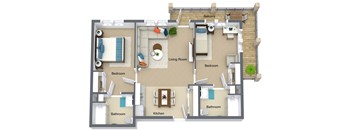 2 bedroom independent living apartment in Reno, NV