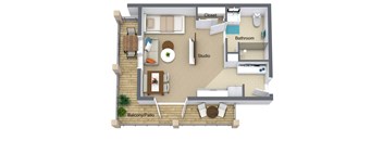 Studio senior apartment with balcony in Reno, NV
