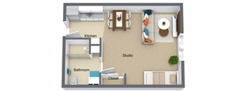 Studio independent living apartment in Reno, NV