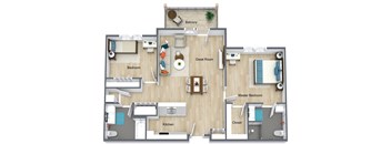 2 bed 2 bath floorplan with balcony at Schuyler Commons Apartments, New York, 13502