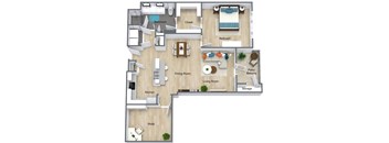 A floor plan of a house with a living room, dining room, kitchen, study, bedroom, bathroom, closet, and storage.