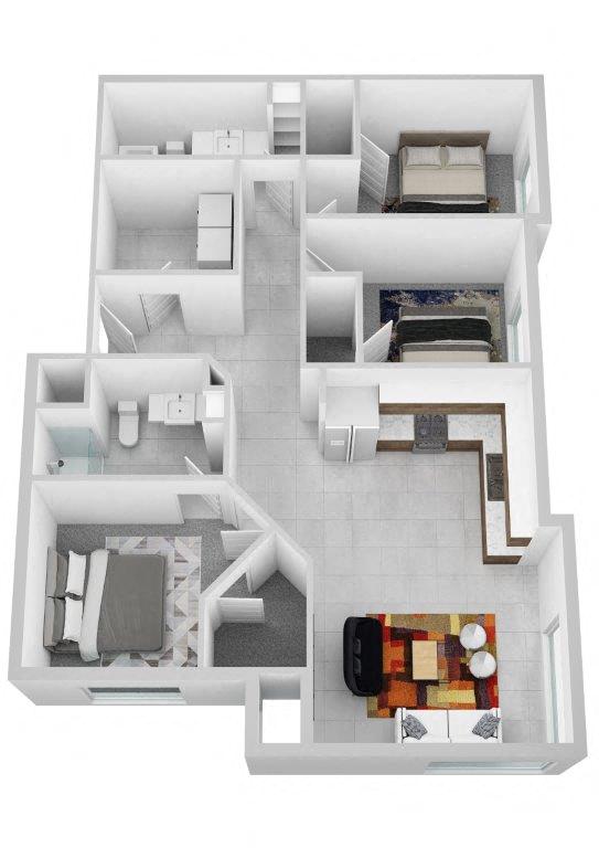 a floor plan of a house with a bedroom and a living room