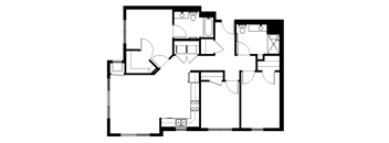 a floor plan of a house with a bedroom and a living room