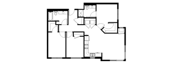 A black and white floor plan of a house with multiple rooms.