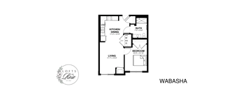 a floor plan of a house with a bedroom and a living room