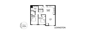 a floor plan of a house with a bedroom and a living room