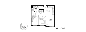 a floor plan of a house with a bedroom and a living room