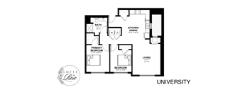a floor plan of a house with a bedroom and a living room