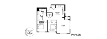 a floor plan of a house with a bedroom and a living room