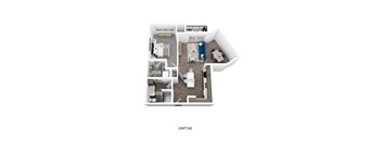 a stylized floor plan of a unit as seen from above