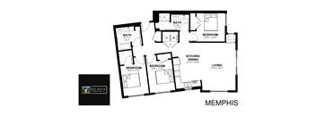 a floor plan of a house with a bedroom and a living room