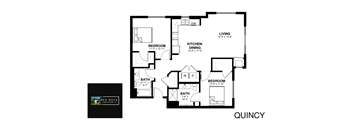 a floor plan of a house with a bedroom and a living room