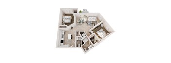 2 bedroom, 1.5 bath floor plan