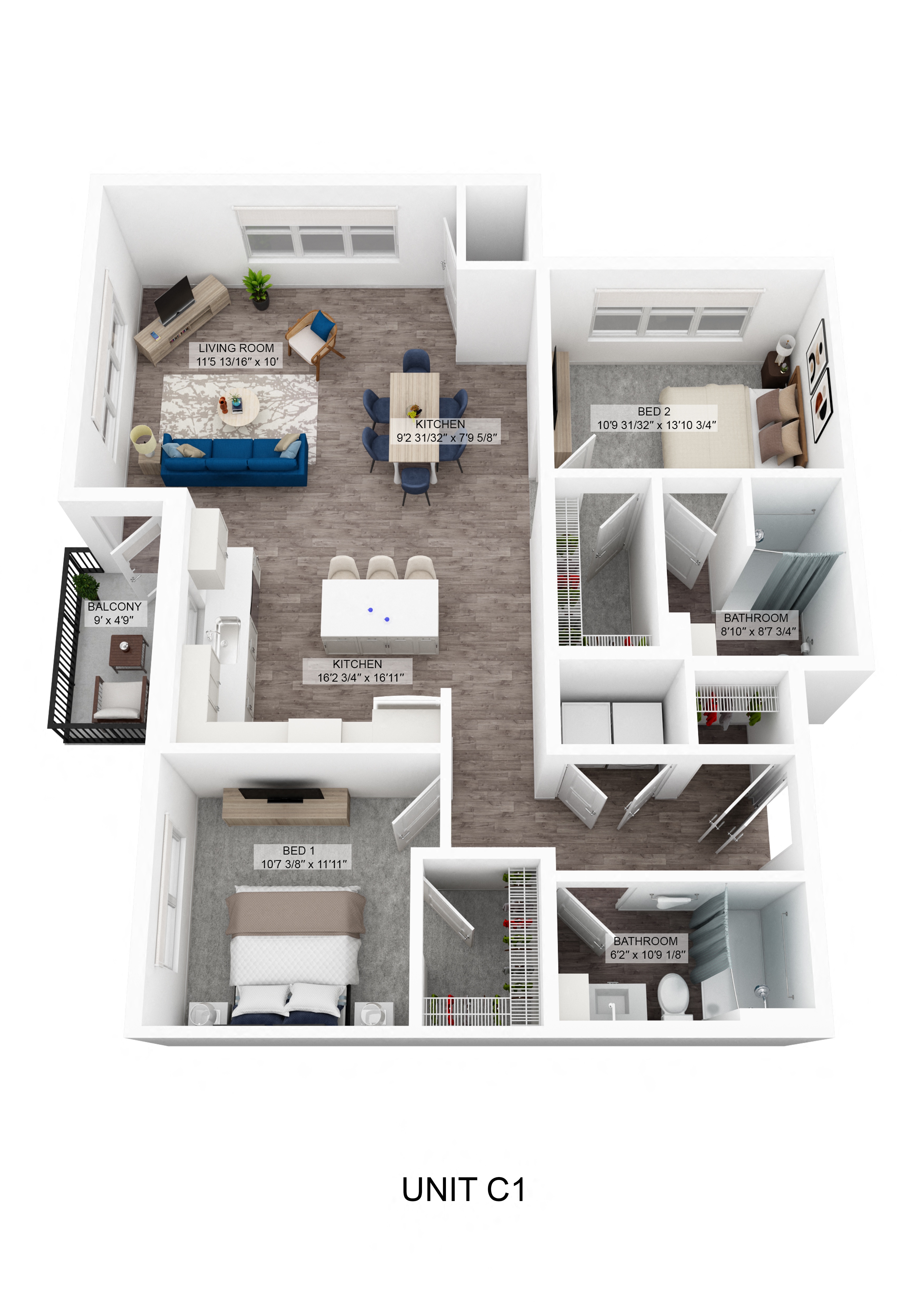 a floor plan of unit c of the unit c1 floor plan