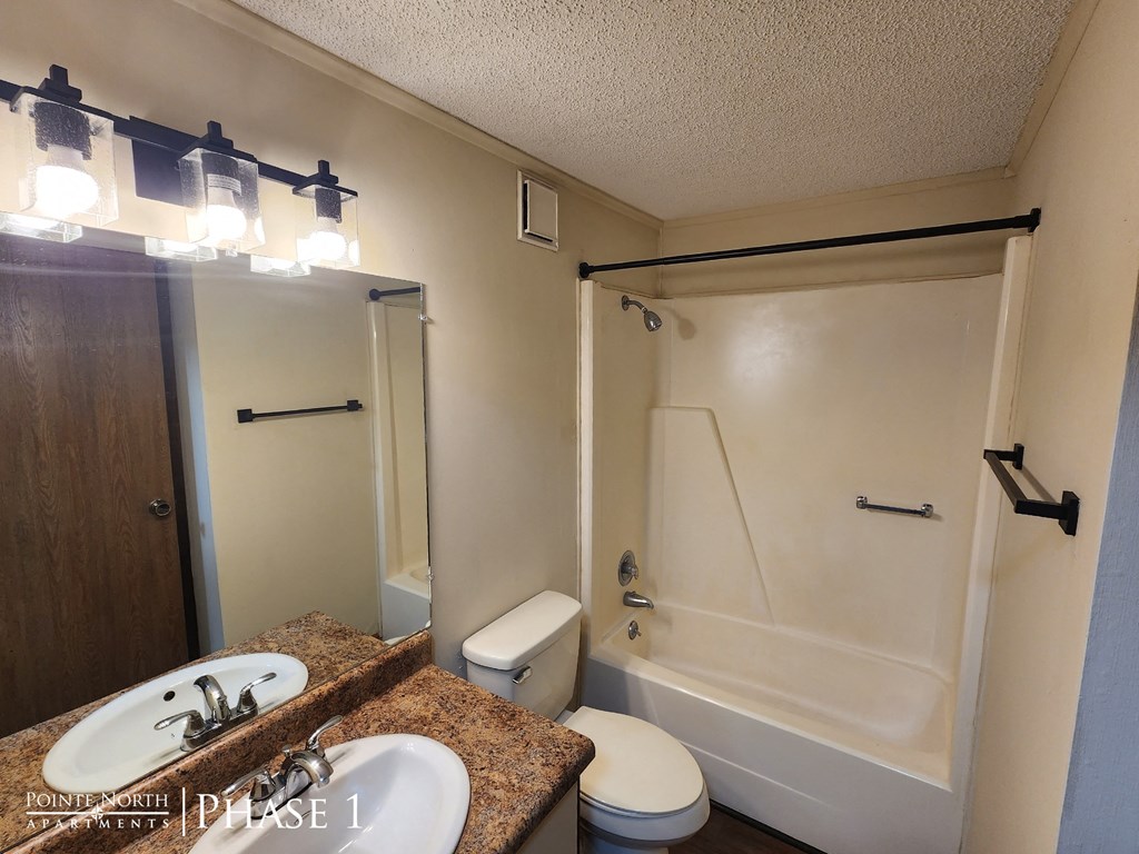 a bathroom with a sink and a shower and a toilet