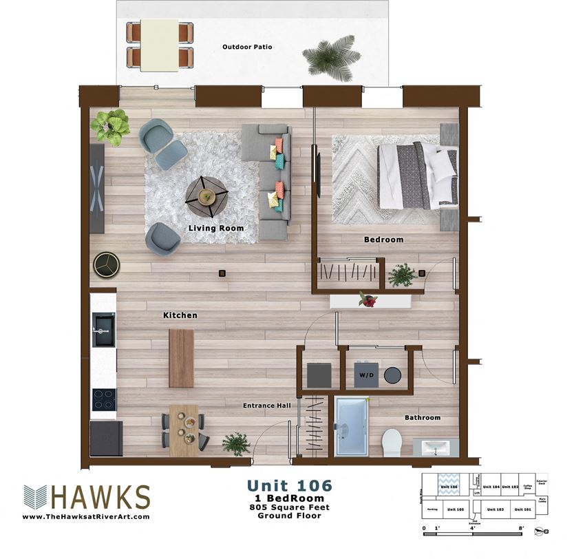 106-1 Bed 1 Bath Ground Floor