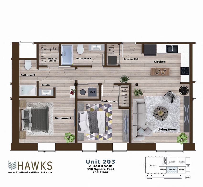 203-2 Bed 2 Bath 2nd Floor