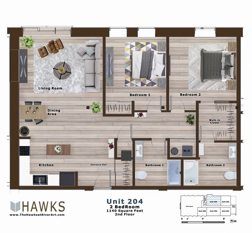 204-2 Bed 2 Bath 2nd Floor