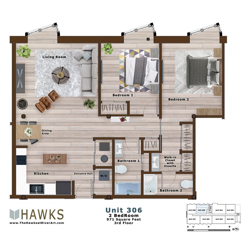306-2 Bed 2 Bath 3rd Floor