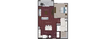 A floor plan of a house showing a living room, dining room, kitchen, and bedrooms.