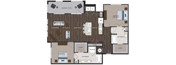 A floor plan of a house with a living room, dining room, kitchen, and multiple bedrooms.