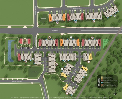 A map shows a layout of a residential area with streets and house numbers.