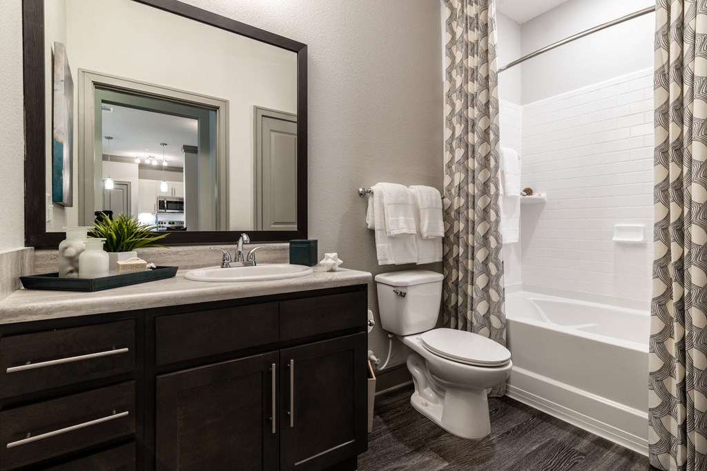 the preserve at ballantyne commons apartments bathroom with sink toilet and shower