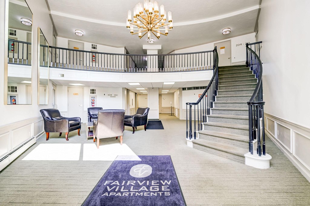 the lobby of fairview village alliance apartments