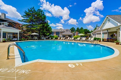 A swimming pool with the number 6 on the side.