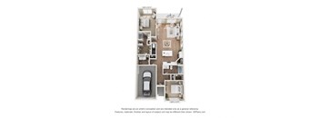 a floor plan of a 2100 sq ft apartment with a bedroom and a living room