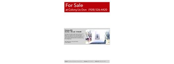 A house for sale at Colony/Jo Don with a phone number and a picture of the house.