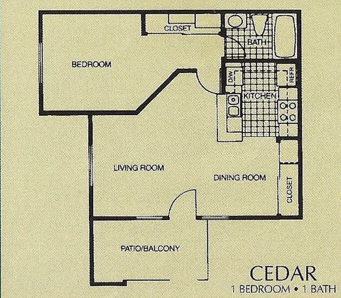 the floor plan for a bedroom apartment with a bathroom and a closet
