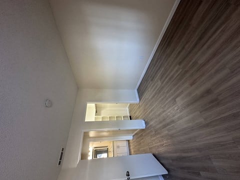 a view of the kitchen from the loft