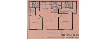 the floor plan for the redwood floor plan with bedrooms and baths