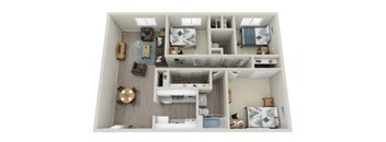 Three bedroom Floor Plan at The Meridian at Lakewood, Lakewood