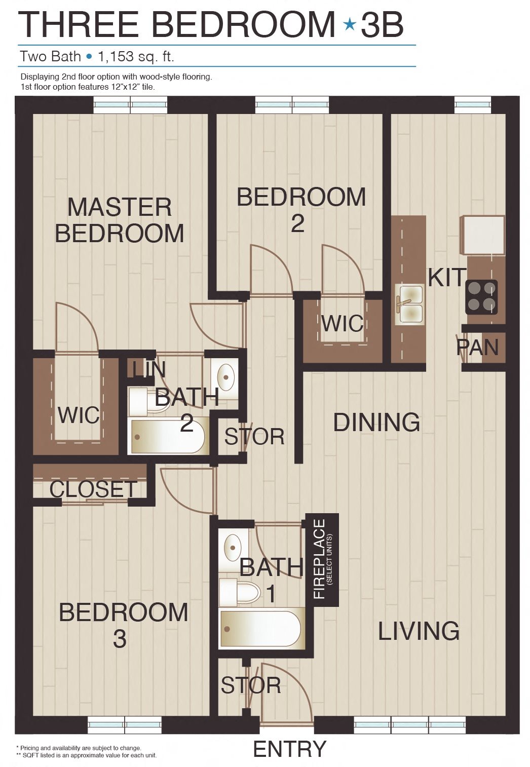 Floor Plans of The Paddock on Park Row in Arlington, TX