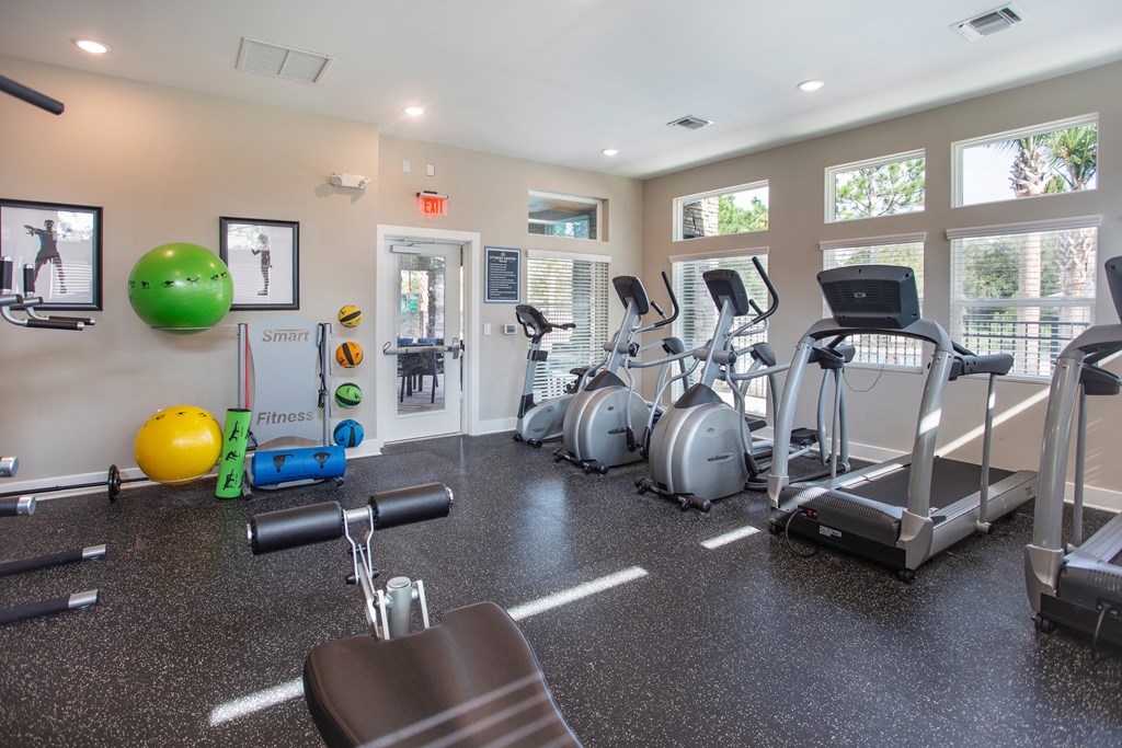 the gym at the enclave at woodbridge apartments in sugar land, tx