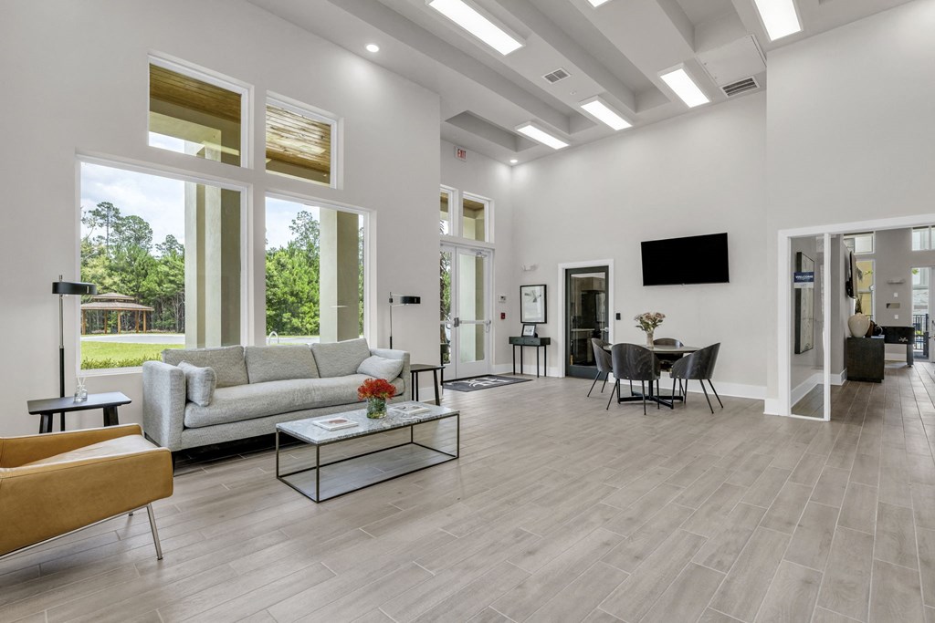 a living room with a couch and a coffee table